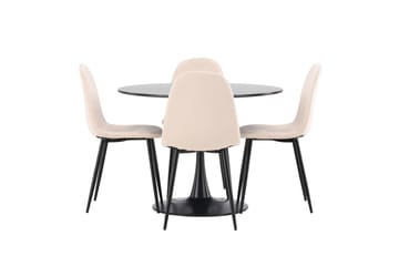 Glade Matgrupp 100 cm Rund med 4 Polar stolar - Beige - Möbler - Bord & matgrupp - Matgrupp
