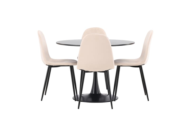 Glade Matgrupp 100 cm Rund med 4 Polar stolar - Beige - Möbler - Bord & matgrupp - Matgrupp