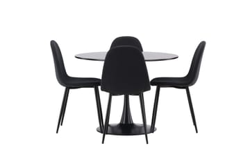 Glade Matgrupp 100 cm Rund med 4 Polar stolar - Svart - Möbler - Bord & matgrupp - Matgrupp