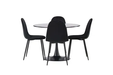 Glade Matgrupp 100 cm Rund med 4 Polar stolar - Svart - Möbler - Bord & matgrupp - Matgrupp