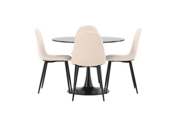 Glade Matgrupp 100 cm Rund med 4 Polar stolar - Beige - Möbler - Bord & matgrupp - Matgrupp