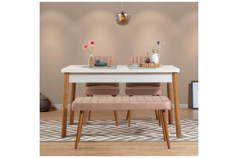 Glasnevin Matgrupp Rektangulär - Vit/Brun - Möbler - Bord & matgrupp - Matgrupp