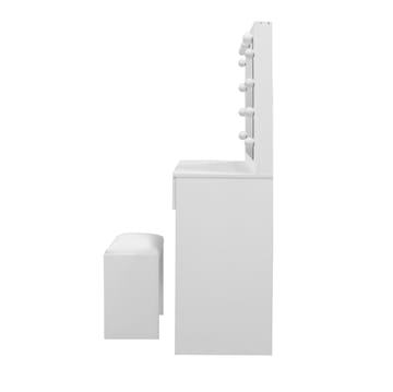 Glow Litet sminkbord 80 cm med spegel lådor och pall -  LED Belysning - Vit - Möbler - Bord & matgrupp - Sminkbord & toalettbord