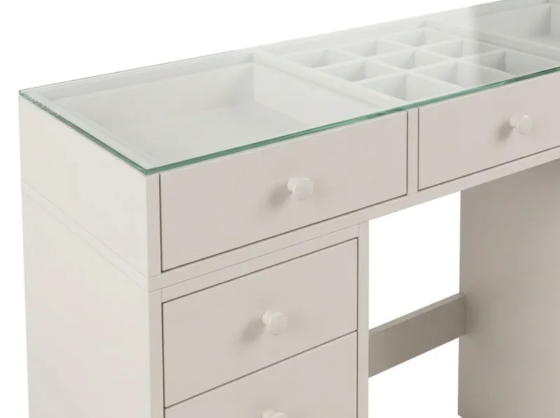 Glow Sminkbord 120 cm med glasskiva förvaring med lådor - Beige - Möbler - Bord & matgrupp - Sminkbord & toalettbord