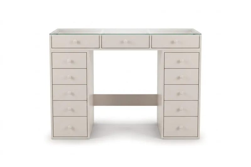 Glow Sminkbord 120 cm med glasskiva förvaring med lådor - Beige - Möbler - Bord & matgrupp - Sminkbord & toalettbord