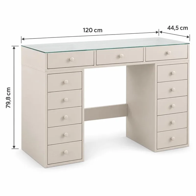Glow Sminkbord 120 cm med glasskiva förvaring med lådor - Beige - Möbler - Bord & matgrupp - Sminkbord & toalettbord