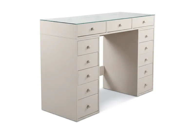 Glow Sminkbord 120 cm med glasskiva förvaring med lådor - Beige - Möbler - Bord & matgrupp - Sminkbord & toalettbord