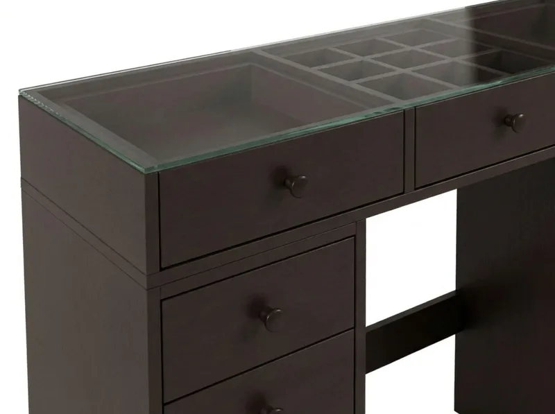 Glow Sminkbord 120 cm med glasskiva förvaring med lådor - Brun - Möbler - Bord & matgrupp - Sminkbord & toalettbord