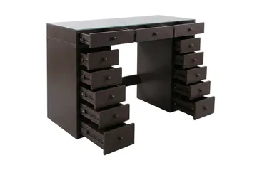 Glow Sminkbord 120 cm med glasskiva förvaring med lådor - Brun - Möbler - Bord & matgrupp - Sminkbord & toalettbord
