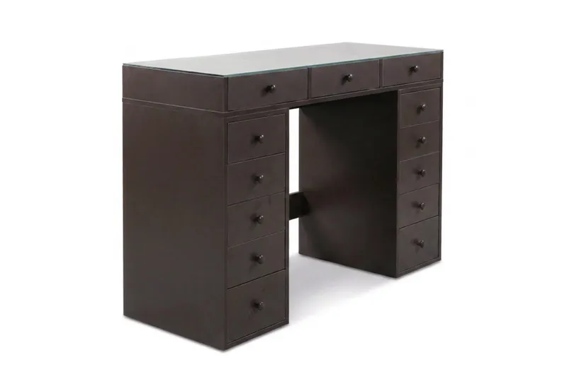 Glow Sminkbord 120 cm med glasskiva förvaring med lådor - Brun - Möbler - Bord & matgrupp - Sminkbord & toalettbord