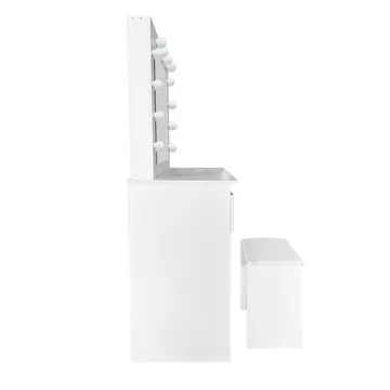 Glow Sminkbord 94 cm med spegel lådor och pall - LED Belysning - Vit - Möbler - Bord & matgrupp - Sminkbord & toalettbord