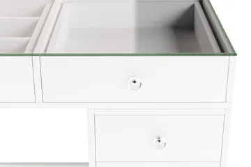 Glow Stort sminkbord med glasskiva - Förvaring med lådor och fack  120 cm - Vit - Möbler - Bord & matgrupp - Sminkbord & toalettbord