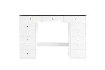 Glow Stort sminkbord med glasskiva - Förvaring med lådor och fack  120 cm - Vit - Möbler - Bord & matgrupp - Sminkbord & toalettbord