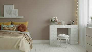 Glow Stort sminkbord med glasskiva - Förvaring med lådor och fack  120 cm - Vit - Möbler - Bord & matgrupp - Sminkbord & toalettbord