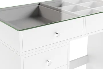 Glow Stort sminkbord med glasskiva - Förvaring med lådor och fack  120 cm - Vit - Möbler - Bord & matgrupp - Sminkbord & toalettbord