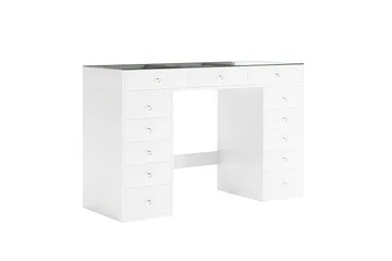 Glow Stort sminkbord med glasskiva - Förvaring med lådor och fack  120 cm - Vit - Möbler - Bord & matgrupp - Sminkbord & toalettbord