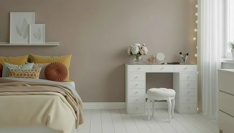 Glow Stort sminkbord med glasskiva - Förvaring med lådor och fack  120 cm - Vit - Möbler - Bord & matgrupp - Sminkbord & toalettbord