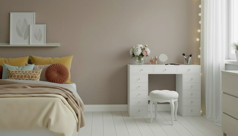 Glow Stort sminkbord utan spegel - Förvaring med lådor 120 cm - Vit - Möbler - Bord & matgrupp - Sminkbord & toalettbord