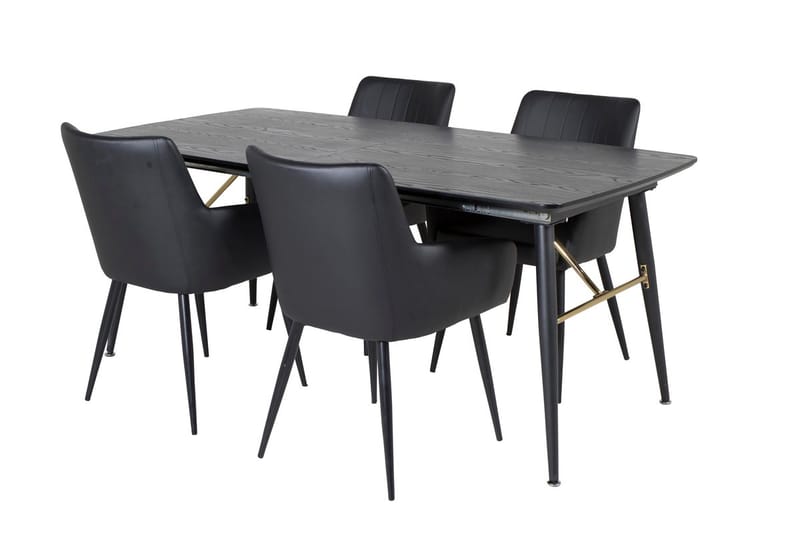 Gold Matbord 180 cm Förlängningsbart med 4 Comfort Karmstol - Möbler - Bord & matgrupp - Matgrupp