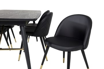 Gold Matbord 180 cm Förlängningsbart med 6 Velvet Deluxe Matstol - Möbler - Bord & matgrupp - Matgrupp