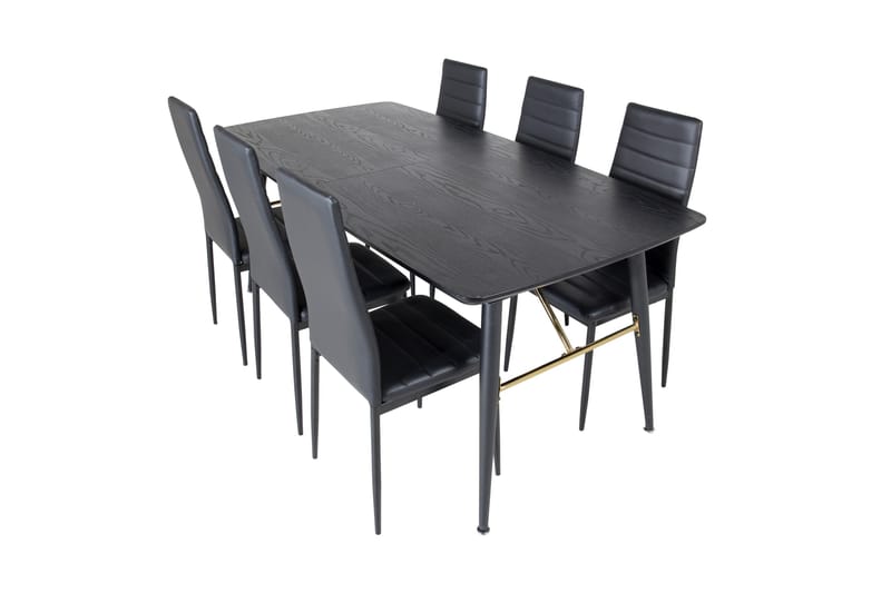 Gold Matgrupp Förlängningsbar 180-220 cm Rektangulär med 6 Slim stolar - Möbler - Bord & matgrupp - Matgrupp