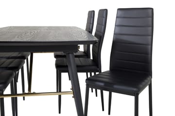 Gold Matgrupp Förlängningsbar 180-220 cm Rektangulär med 6 Slim stolar - Möbler - Bord & matgrupp - Matgrupp