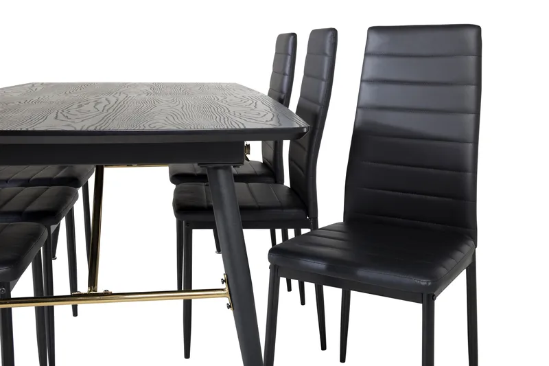 Gold Matgrupp Förlängningsbar 180-220 cm Rektangulär med 6 Slim stolar - Möbler - Bord & matgrupp - Matgrupp