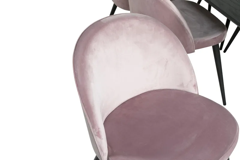 Gold Matgrupp Förlängningsbar 180-220 cm Rektangulär med 6 Velvet stolar - Svart - Möbler - Bord & matgrupp - Matgrupp