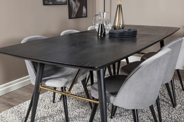 Gold Matgrupp Förlängningsbar 180-220 cm Rektangulär med 6 Velvet stolar - Svart/Guld - Möbler - Bord & matgrupp - Matgrupp