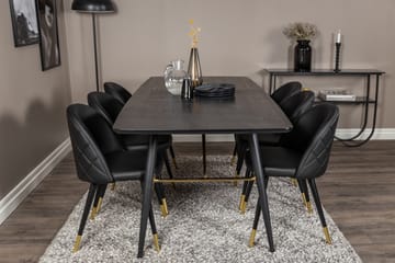 Gold Matgrupp Förlängningsbar 180-220 cm Rektangulär med 6 Velvet stolar - Svart/Guld - Möbler - Bord & matgrupp - Matgrupp