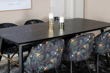 Gold Matgrupp Förlängningsbar 180-220 cm Rektangulär med 6 Velvet stolar - Svart/Guld - Möbler - Bord & matgrupp - Matgrupp