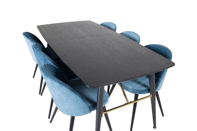 Gold Matgrupp Förlängningsbar 180-220 cm Rektangulär med 6 Velvet stolar - Möbler - Bord & matgrupp - Matgrupp