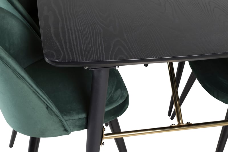 Gold Matgrupp Förlängningsbar 180-220 cm Rektangulär med 6 Velvet stolar - Möbler - Bord & matgrupp - Matgrupp