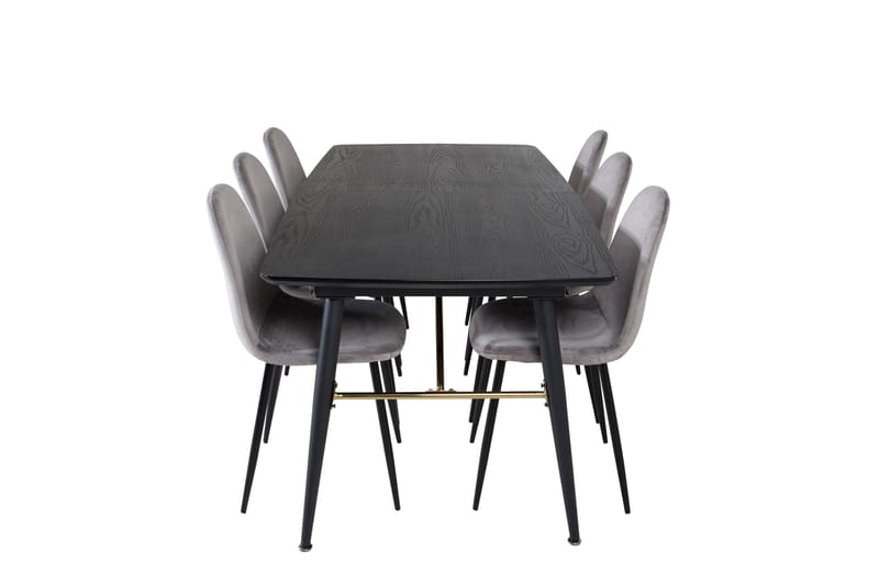 Gold Matgrupp Förlängningsbar 180-220 cm Rektangulär med 6 Polar stolar, Svart/Guld