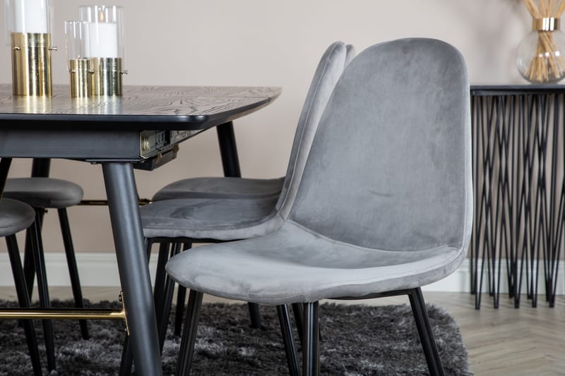 Gold Matgrupp Förlängningsbar 180-220 cm Rektangulär med 6 Polar stolar - Svart/Guld - Möbler - Bord & matgrupp - Matgrupp