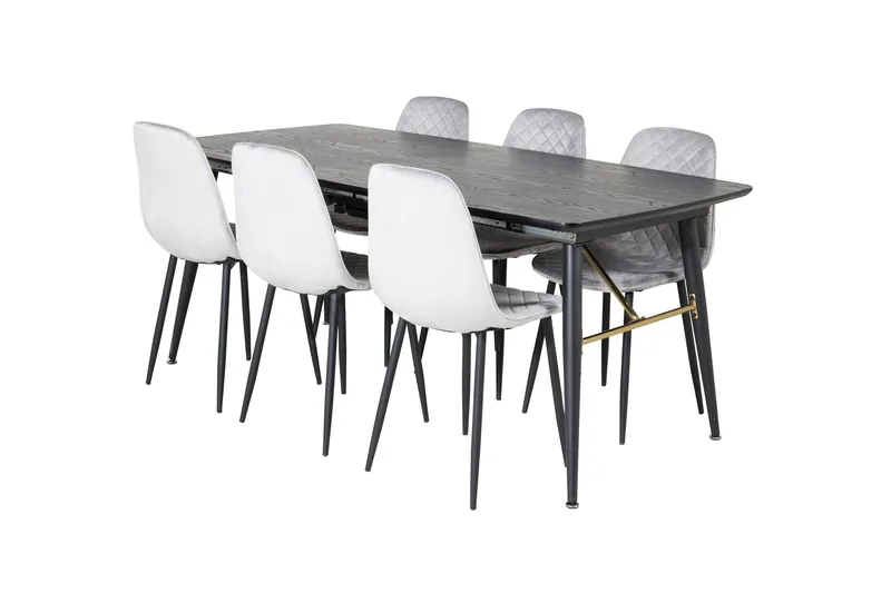 Gold Matgrupp Förlängningsbar 180-220 cm Rektangulär med 6 Polar stolar - Svart - Möbler - Bord & matgrupp - Matgrupp