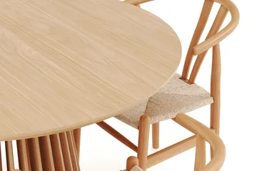 Gontas Matgrupp 120 cm Rund Ek med 4 Dastoori Matstol - Natur - Möbler - Bord & matgrupp - Matgrupp