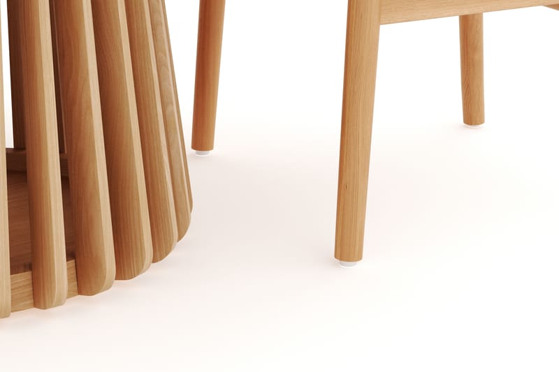 Gontas Matgrupp 120 cm Rund Ek med 4 Dastoori Matstol - Natur - Möbler - Bord & matgrupp - Matgrupp