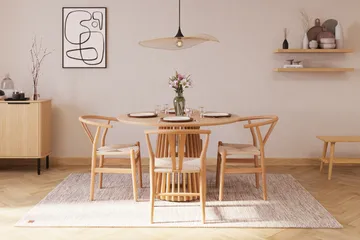 Gontas Matgrupp 120 cm Rund Ek med 4 Dastoori Matstol - Natur - Möbler - Bord & matgrupp - Matgrupp