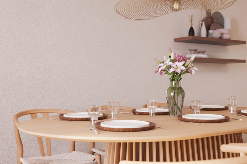 Gontas Matgrupp 200 cm Ovalt Ek med 6 Dastoori Matstol - Natur - Möbler - Bord & matgrupp - Matgrupp