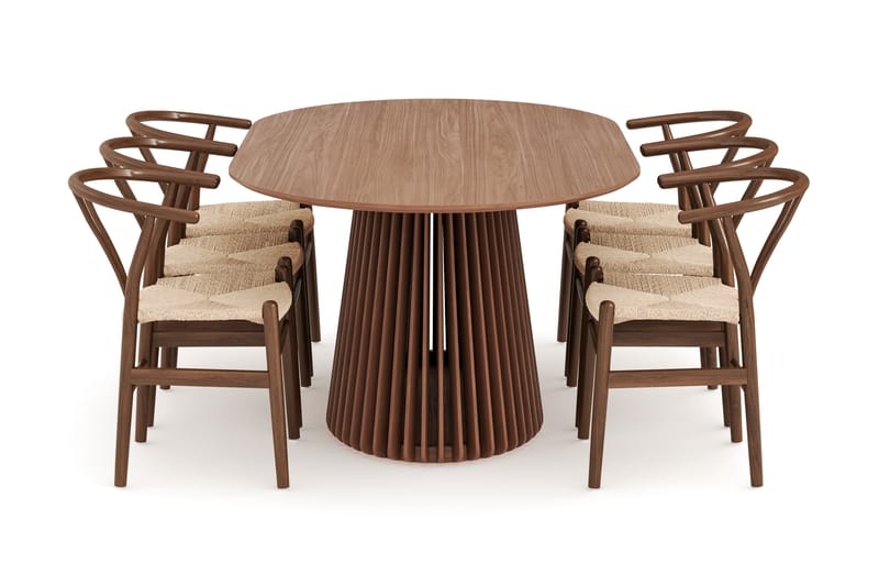 Gontas Matgrupp 200 cm Ovalt med 6 Dastoori Matstol - Valnöt - Möbler - Bord & matgrupp - Matgrupp