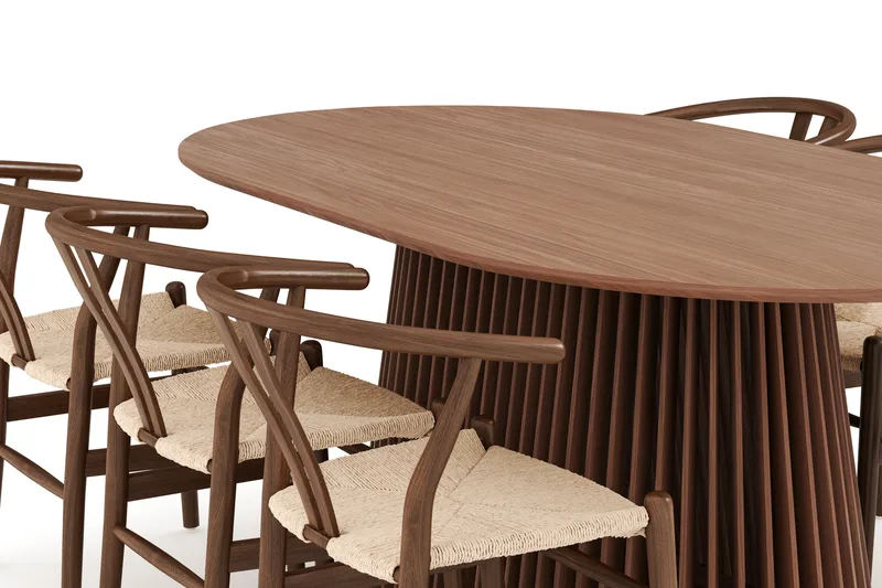 Gontas Matgrupp 200 cm Ovalt med 6 Dastoori Matstol - Valnöt - Möbler - Bord & matgrupp - Matgrupp