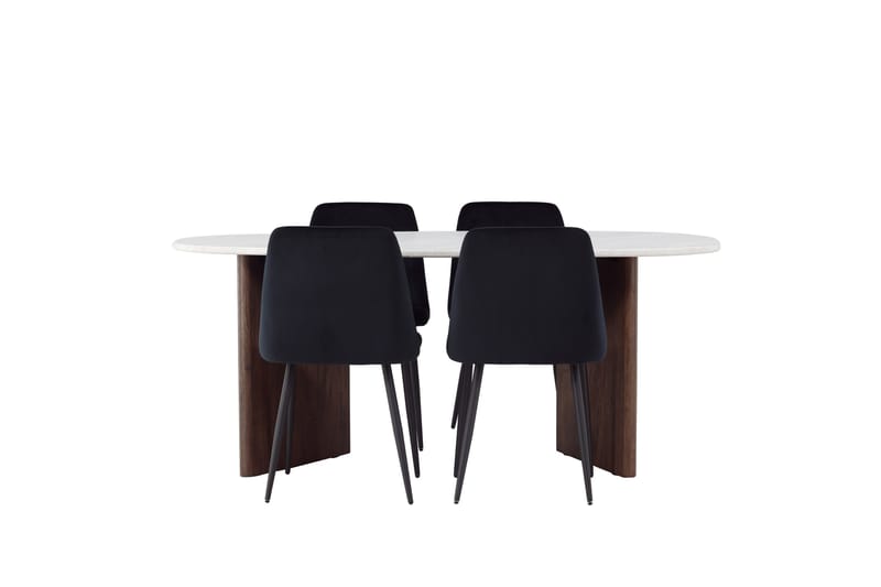 Grönvik Matgrupp 180 cm Oval med 4 Night Stolar, Mocca