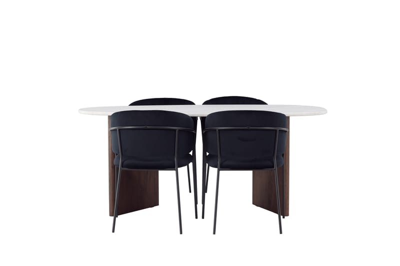 Grönvik Matgrupp 180 cm Oval med 4 Selma Stolar, Mocca
