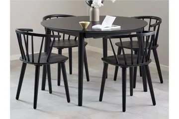Grasonville Förlängningsbar Matgrupp 115-154 cm + 4 st Matstolar - Svart - Möbler - Bord & matgrupp - Matgrupp
