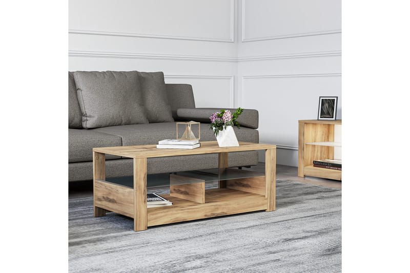 Griselda 90 cm Rektangulärt Soffbord med Hylla i Ek - Brun - Möbler - Bord & matgrupp - Soffbord