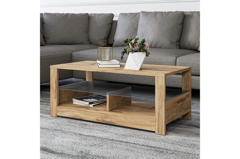 Griselda 90 cm Rektangulärt Soffbord med Hylla i Ek - Brun - Möbler - Bord & matgrupp - Soffbord