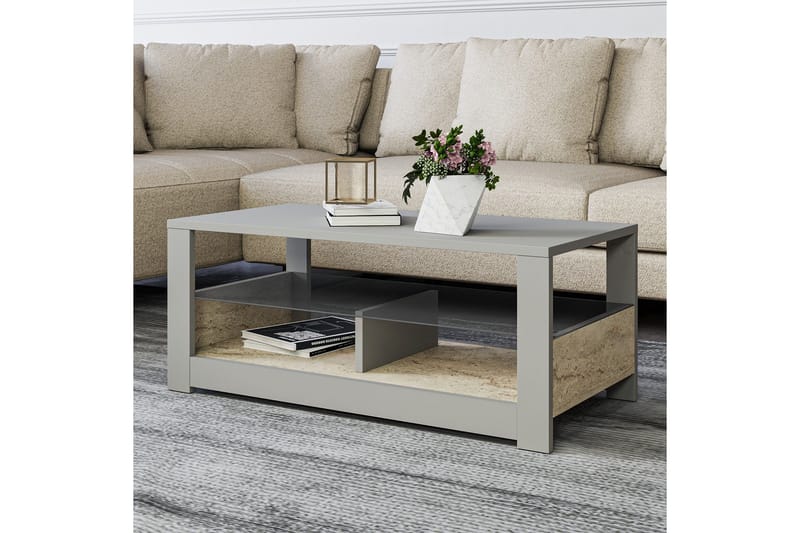 Griselda Soffbord 90 cm - Grå/Travertin - Möbler - Bord & matgrupp - Soffbord