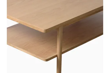 Grumio Rektangulärt Soffbord 120 cm med Hylla i Massivt Trä och Träfanér - Beige - Möbler - Bord & matgrupp - Soffbord