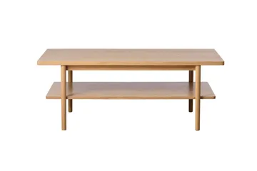 Grumio Rektangulärt Soffbord 120 cm med Hylla i Massivt Trä och Träfanér - Beige - Möbler - Bord & matgrupp - Soffbord